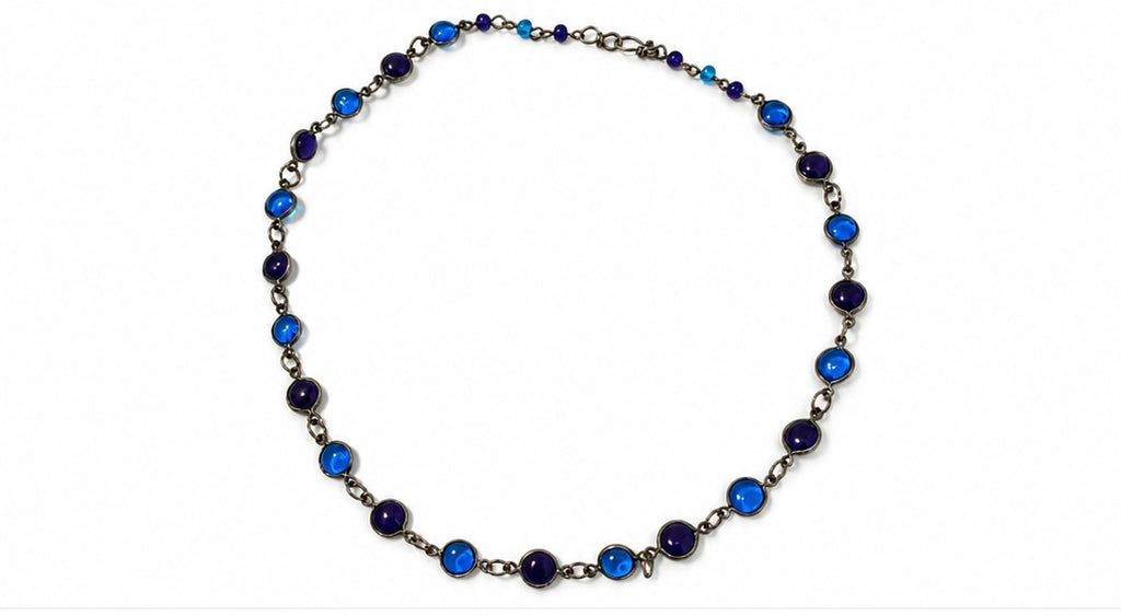 Cobalt blue and deep blue glass necklace