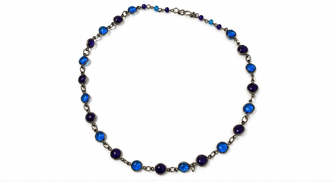 Cobalt blue and deep blue glass necklace