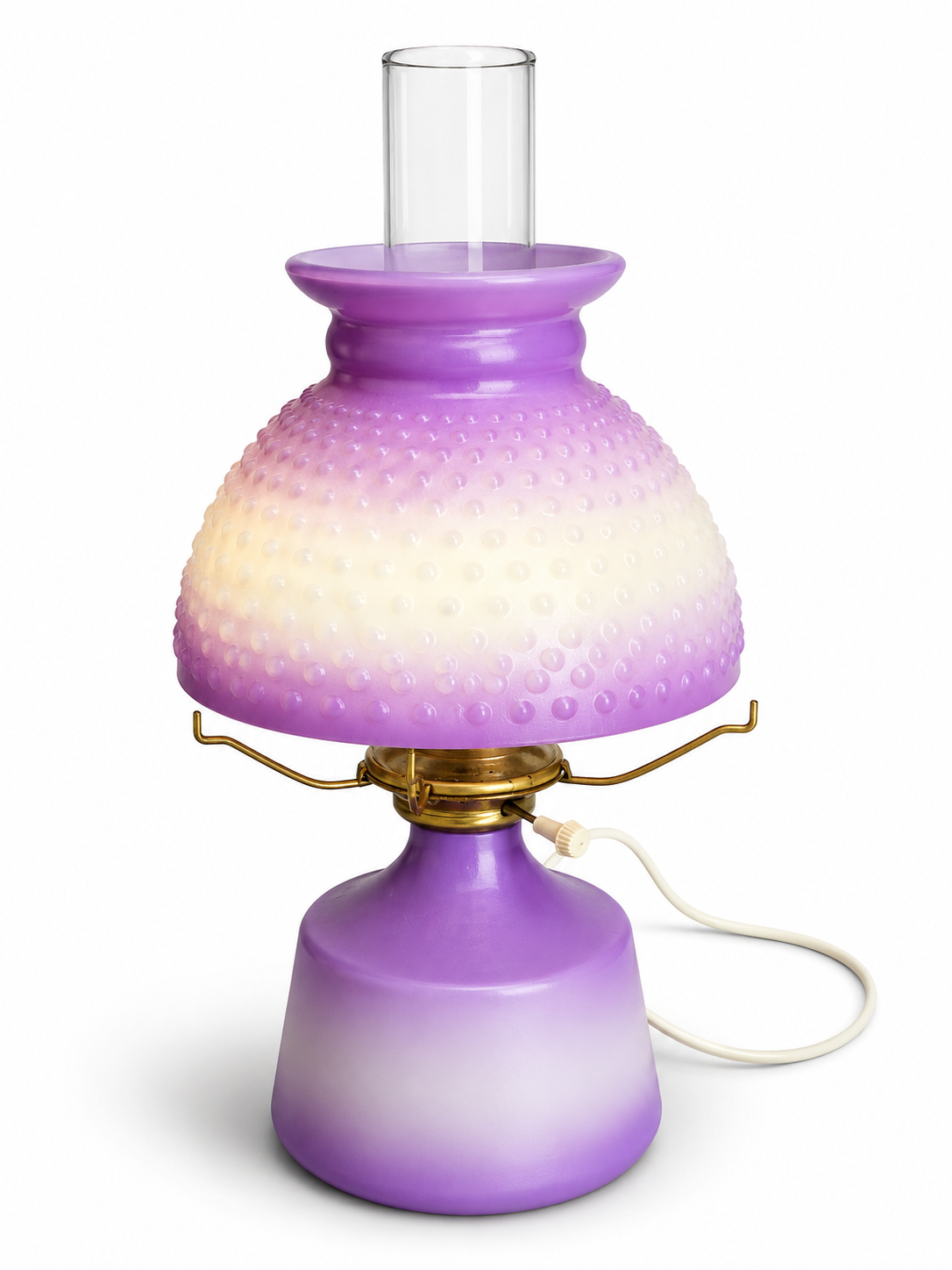 Blendo Dorset rewired purple hobnail milk glass lamp