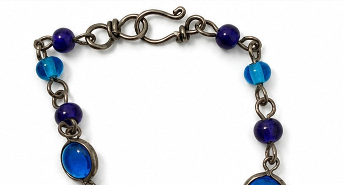 Cobalt blue and deep blue glass necklace
