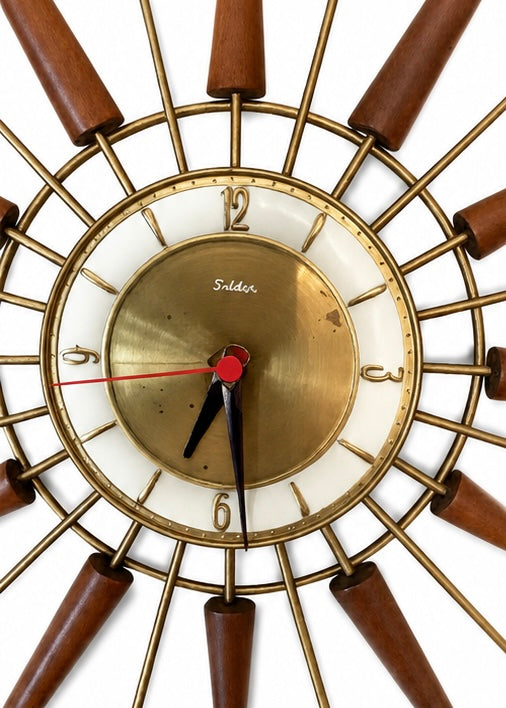 Synder Vintage mid century modern starburst Clock working !