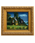 Cira 1880 Victorian reverse painting. Mother of pearl inlay 24inchesx28.5inches