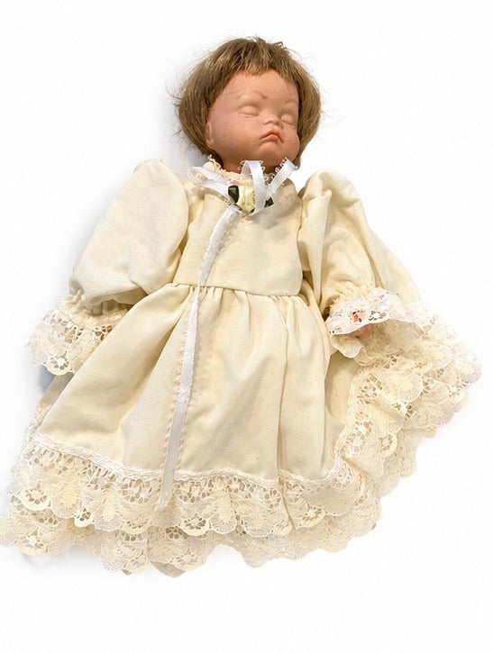 1980s Handmade Vintage Porcelain Christening Doll