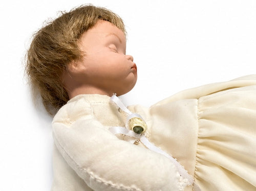 1980s Handmade Vintage Porcelain Christening Doll