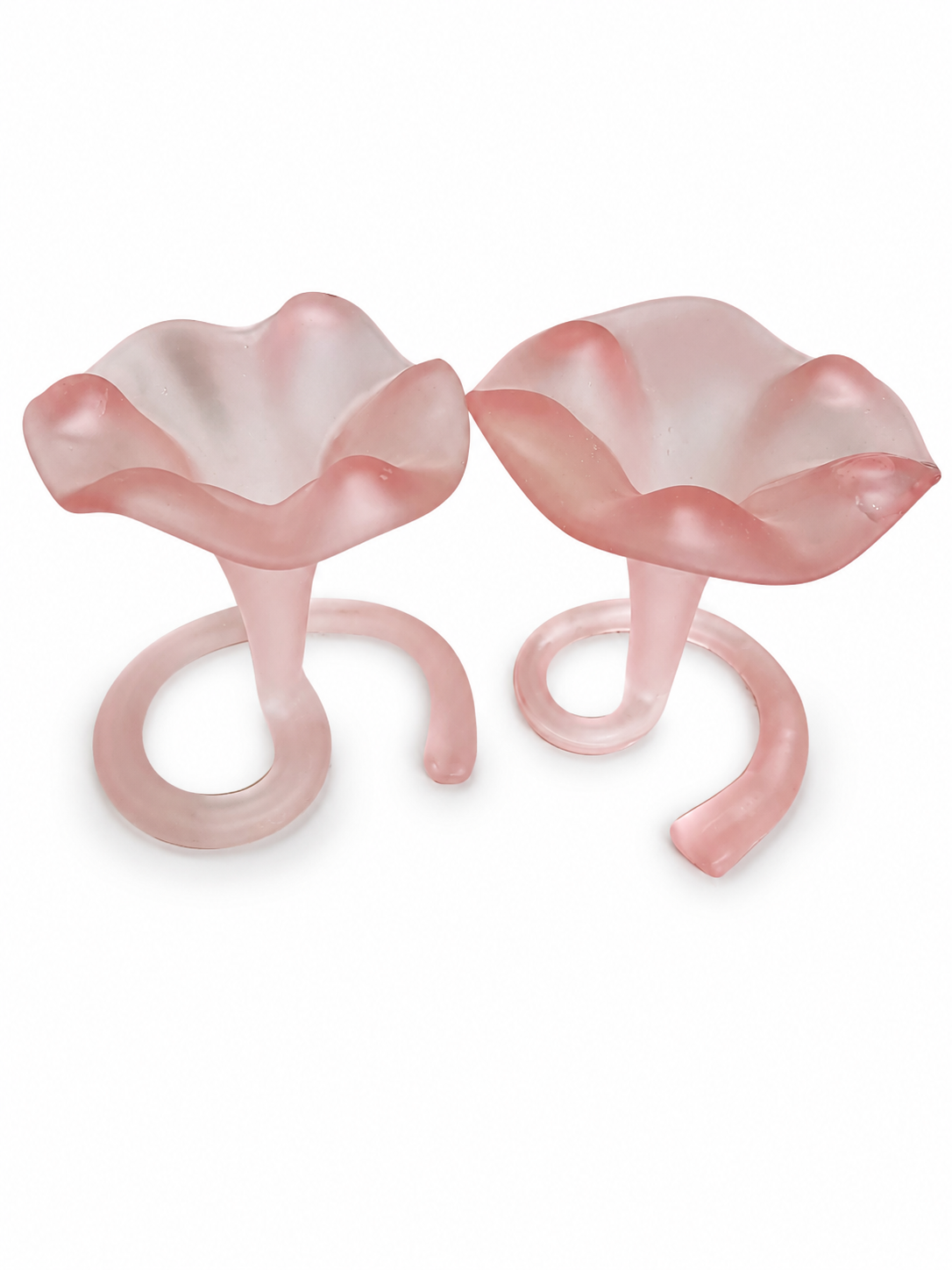 Pair Of Vintage Art Nouveau Italian Frosted Lily Trumpet Vase.