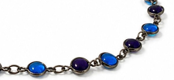 Cobalt blue and deep blue glass necklace
