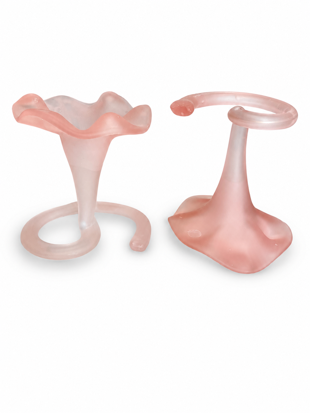 Pair Of Vintage Art Nouveau Italian Frosted Lily Trumpet Vase.