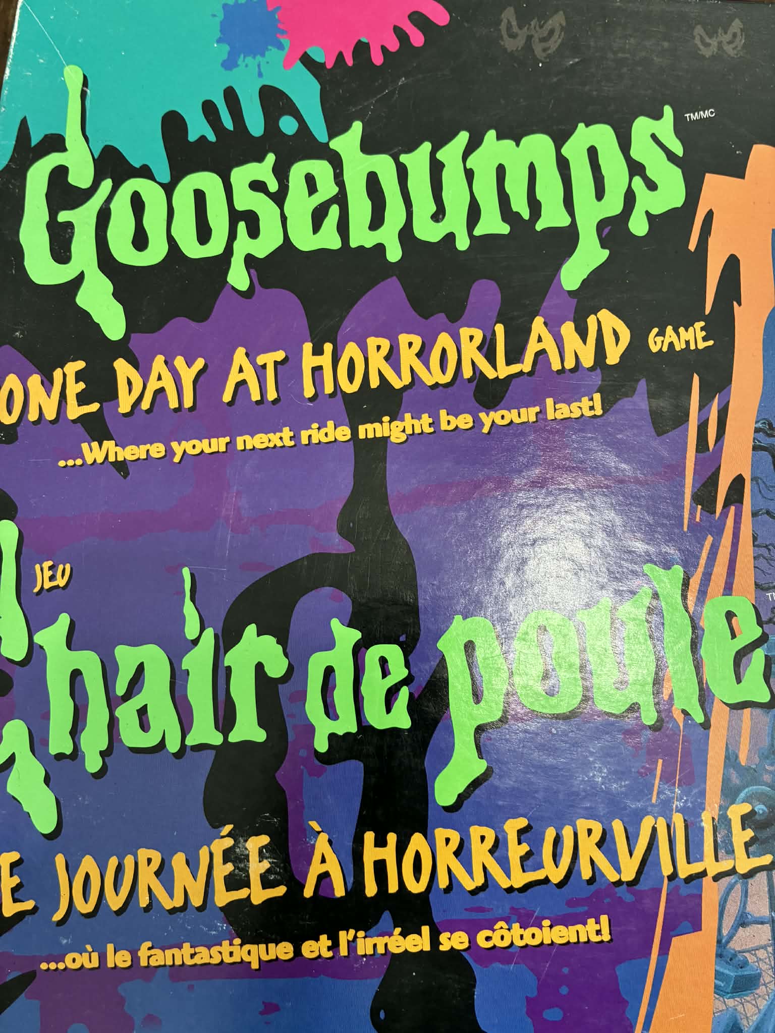 Milton Bradley Goosebumps One Day at Horrorland board game  1996. 100%complete.