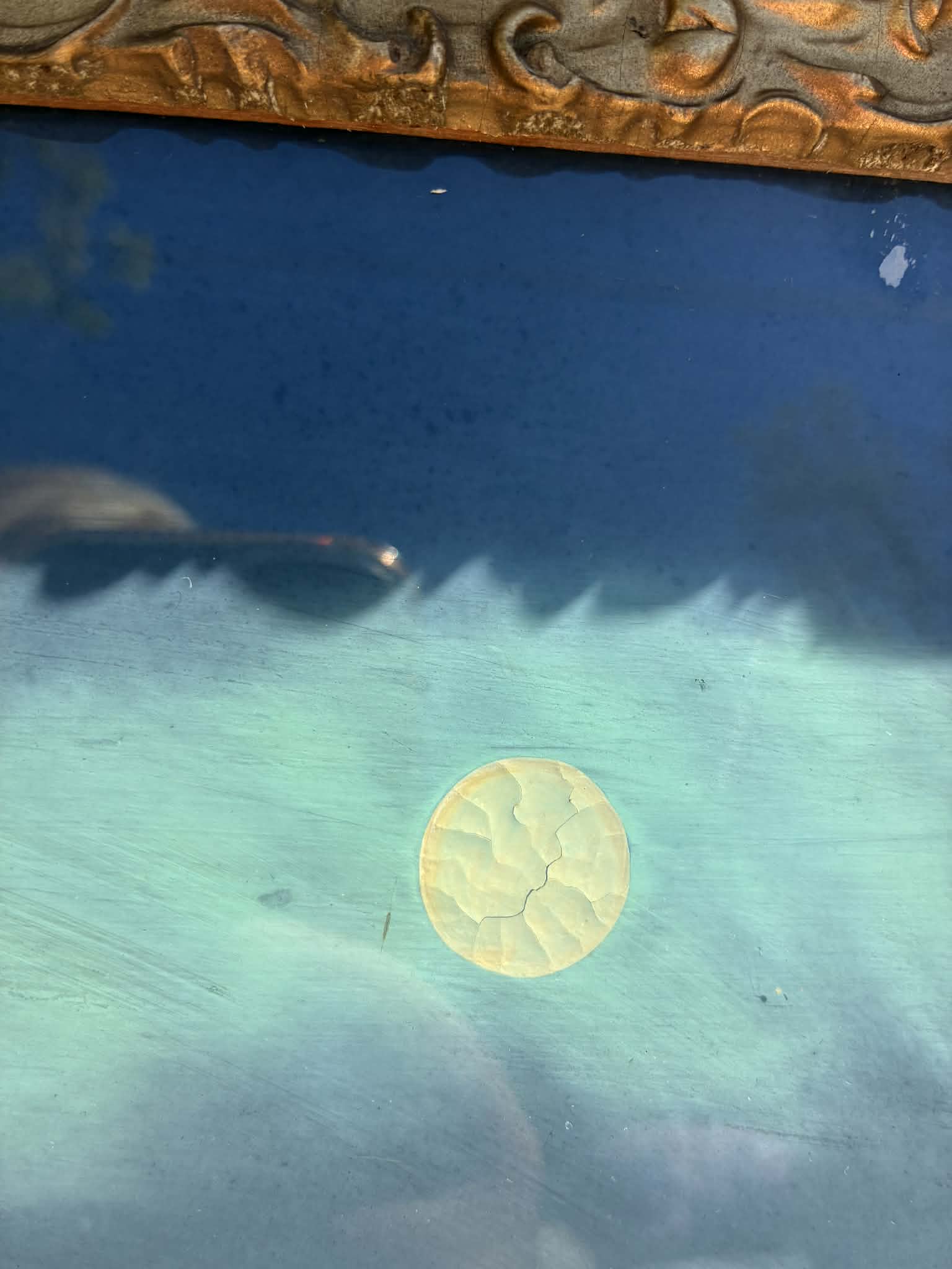 Cira 1880 Victorian reverse painting. Mother of pearl inlay 24inchesx28.5inches